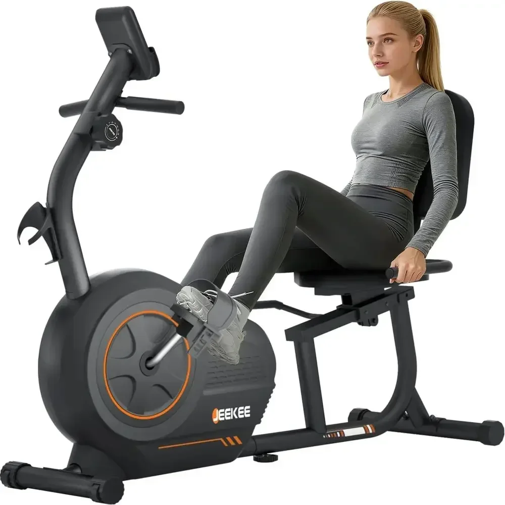 Exercise Bike Magnetic Resistance - 16段階の負荷調整が可能で、最大400ポンドの負荷に耐えられる、高耐久性の磁気抵抗式エクササイズバイク。心拍数モニター付き。