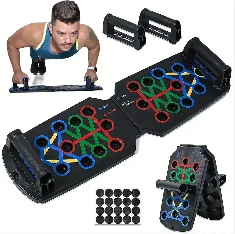 Push Up Board Foldable Multi Function - 新しいポータブル多機能プッシュアップボードセット。ハンドル付きで折りたたみ可能。胸、腹、腕、背中のトレーニングに最適なフィットネス器具。